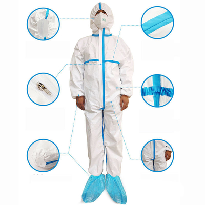 ISO13485 Protective Clothes Waterproof Anti Static Coveralls Jumpsuit With Knitted Cuff