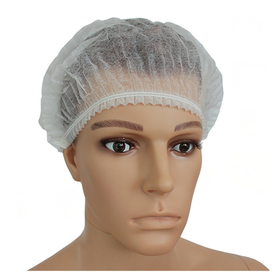 PP Non Woven Hair Net Covers Disposable Banded Bouffant Surgical Caps Mob Clip